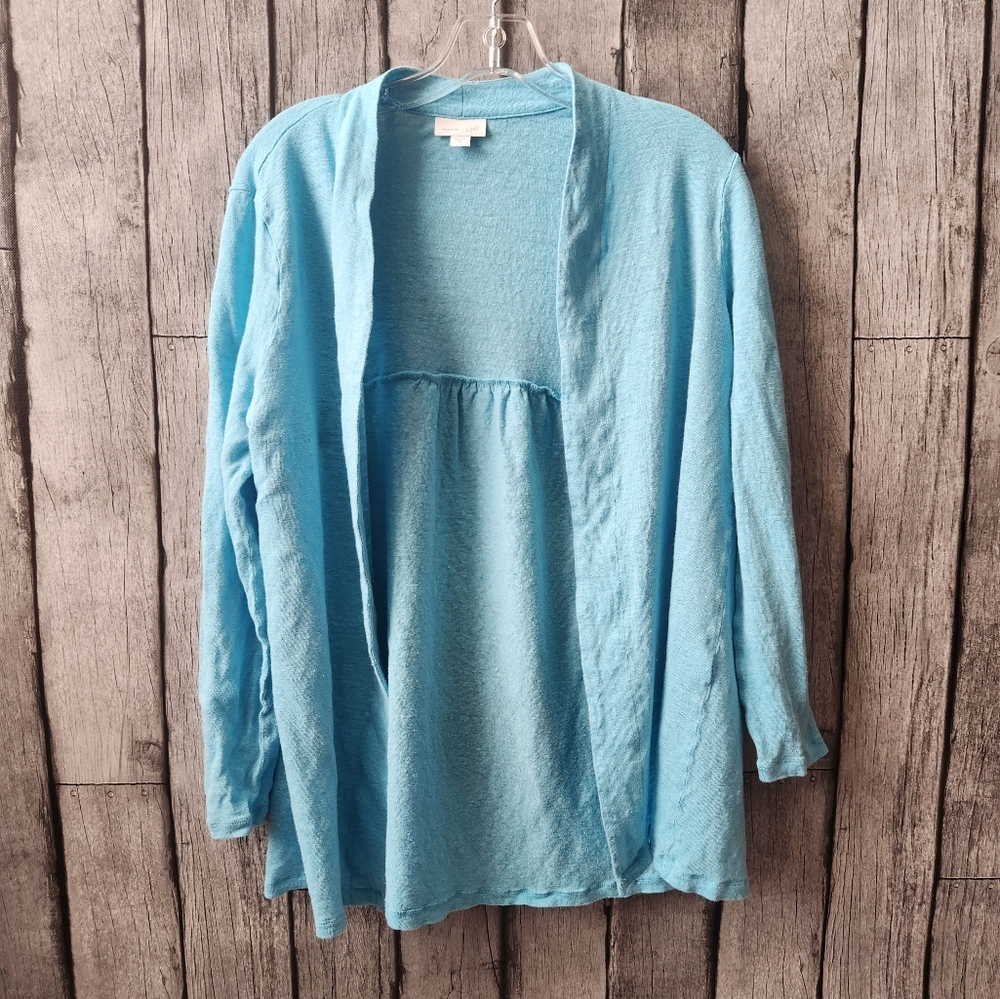 J. Jill Love Linen Blue Cardigan